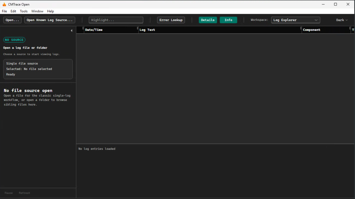 CMTrace Open application screenshot